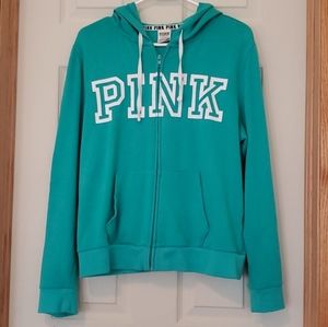 PINK Victoria's Secret Teal Zip Essential Hoodie Size L